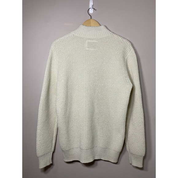 Long Wharf Supply Co. Waffle Knit Fishermans Quarter Zip Sweater Mens SMALL - Picture 2 of 4